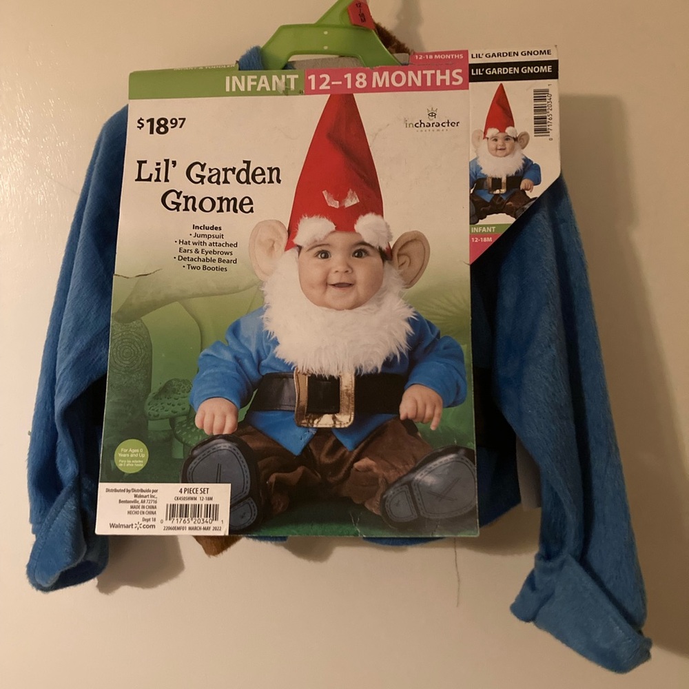 JUMPSUIT ONLY infant garden gnome size 12-18 months costume DIY outfit only